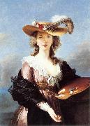 VIGEE-LEBRUN, Elisabeth Self-Portrait in a Straw Hat r oil on canvas